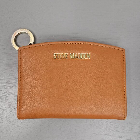 Steve Madden Tan Faux Leather Wallet With Card Slots & Key Ring - Picture 1 of 7